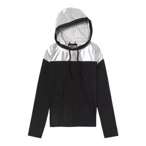 🆕 Victoria Secret Sport Black Metallic Foil Pullover Hoodie | XS
